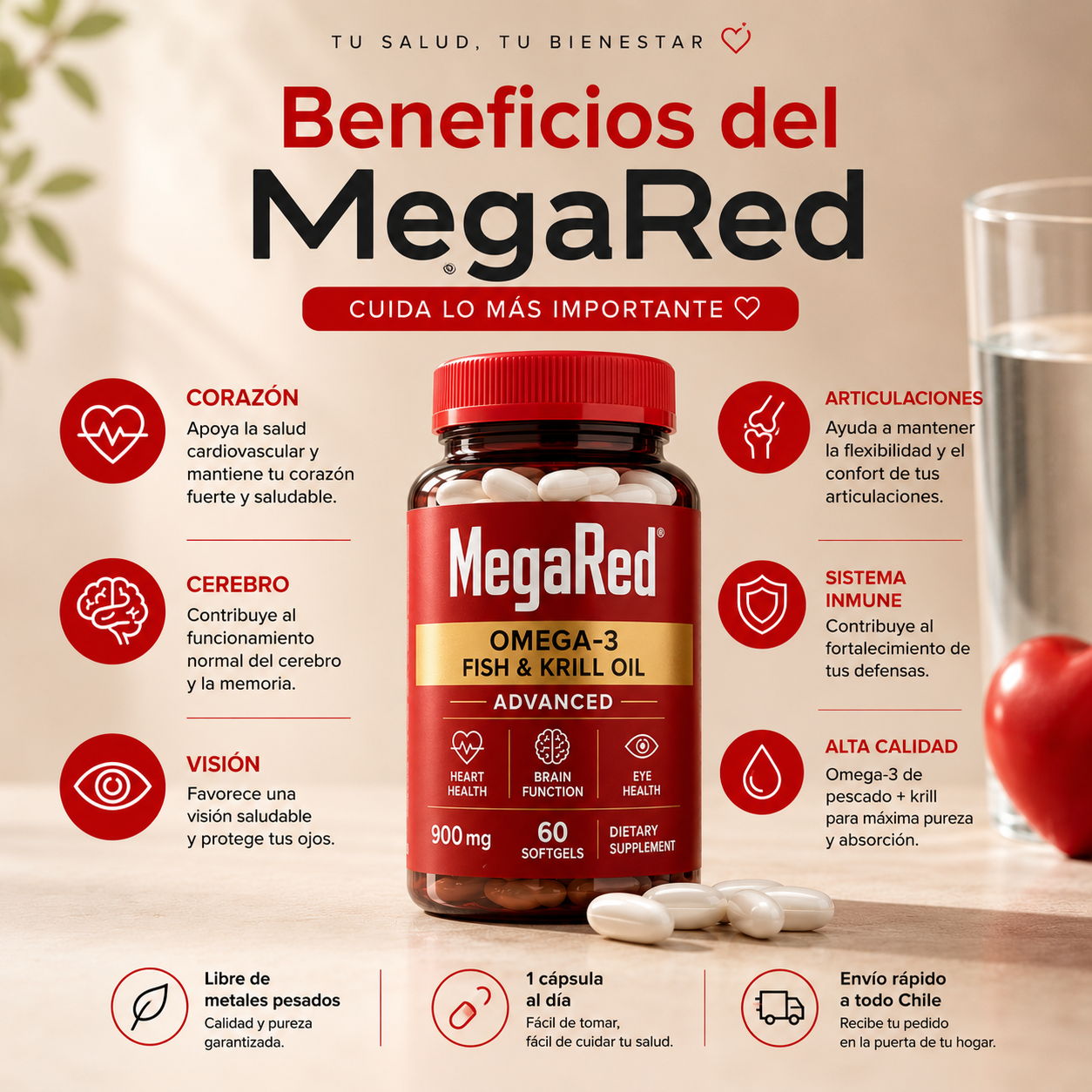 Megared Omega 3 Con Aceite De Krill - 60 Unidades
